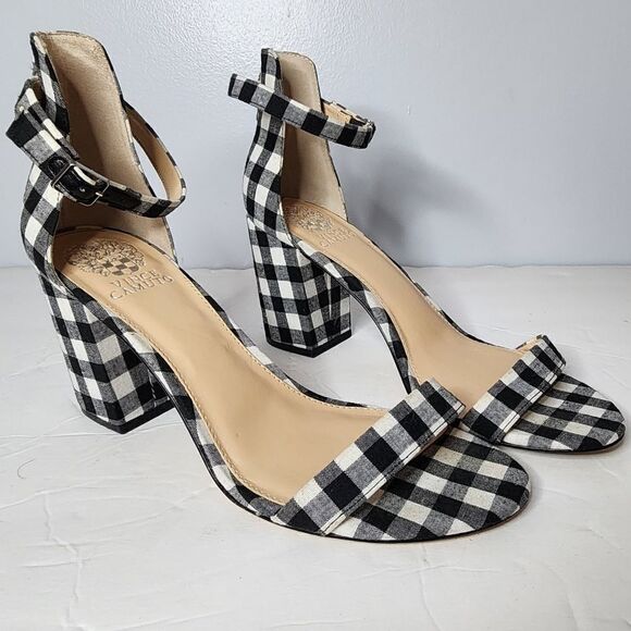 Vince Camuto checked blue heeled sandals womens size 10 - Picture 1 of 5